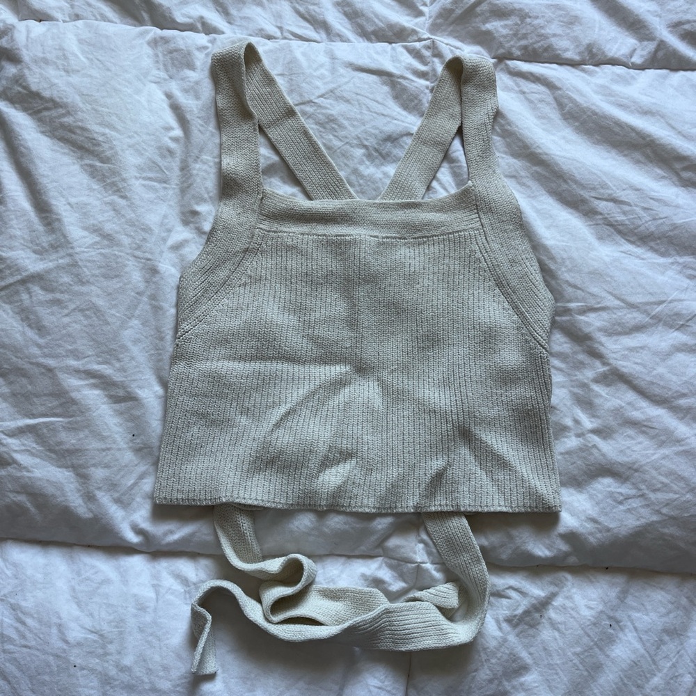 Aritzia Cream Knit Backless Crop Top